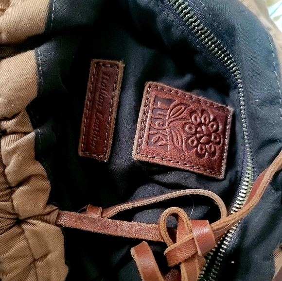 LUCKY patchwork corded leather trimmed hobo purse bag - Picture 11 of 12